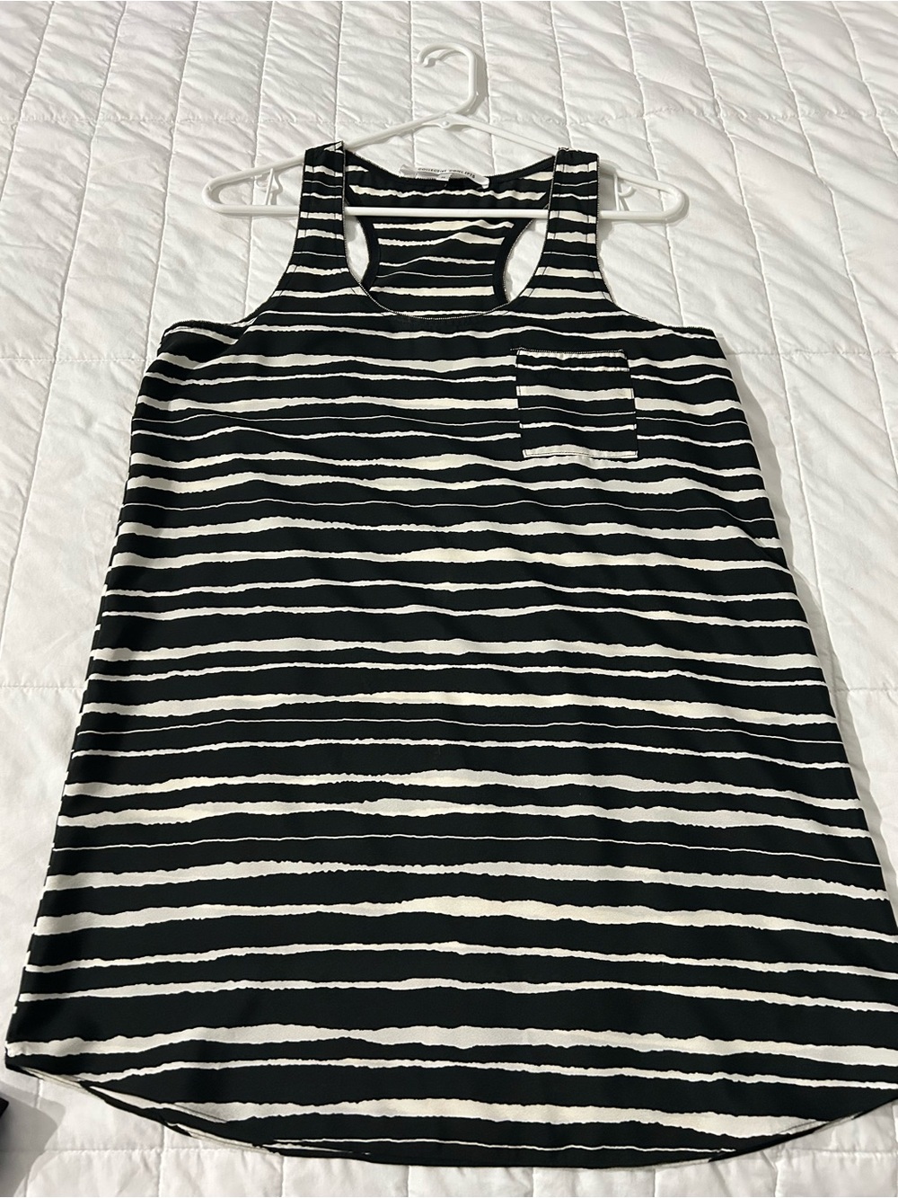 Collective Concepts Black and White Striped Racerback Tank
